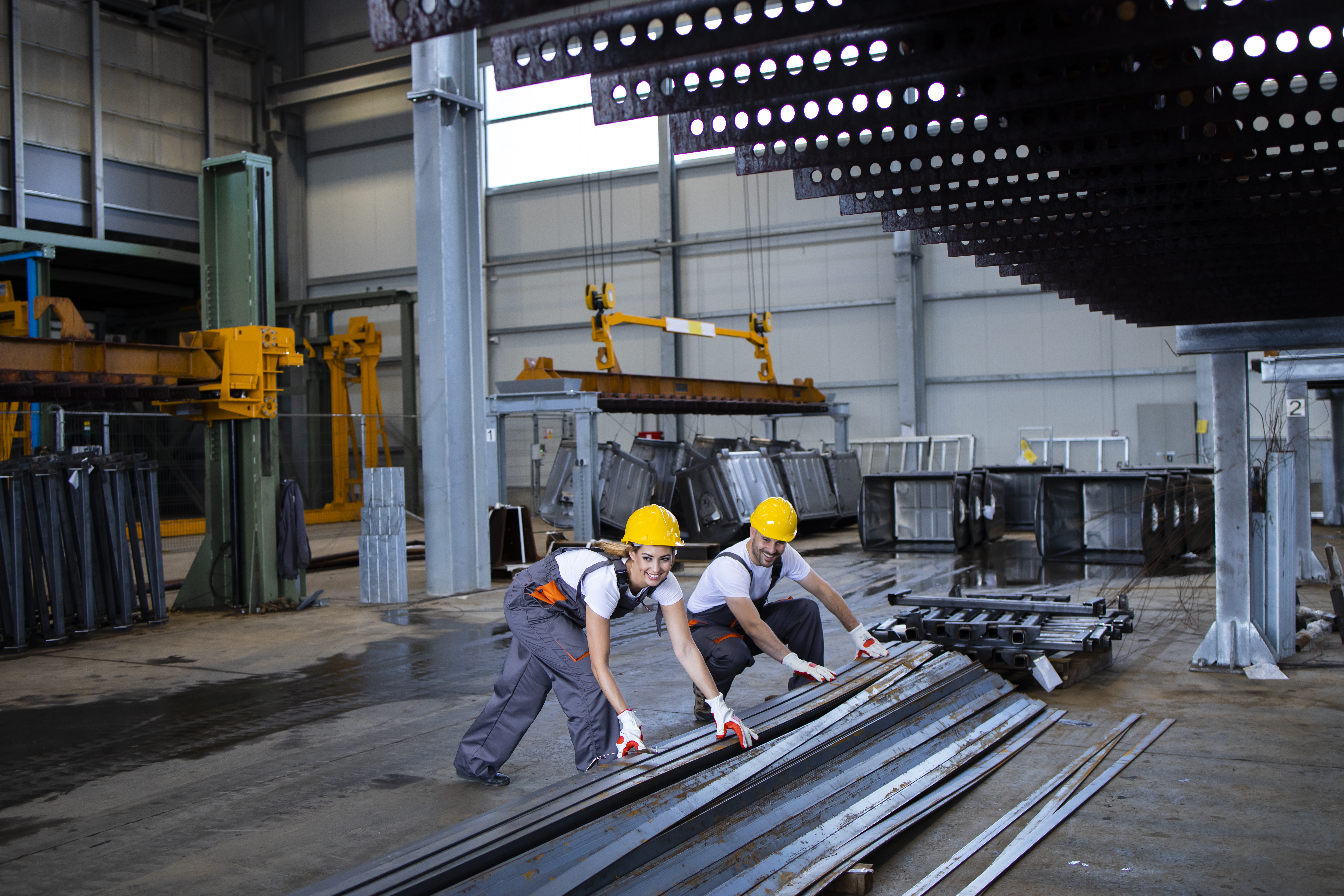 Metal factory with workers